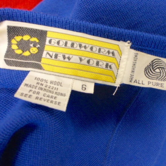 Goldworm royal blue knit DOLMAN BATWING long sleeve V BACK DRESS 6 Vintage - Picture 4 of 4